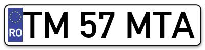 Placuta inmatriculare numar auto  TM-57-MTA, TM 57 MTA, TM57MTA