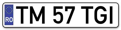 Placuta inmatriculare numar auto  TM-57-TGI, TM 57 TGI, TM57TGI