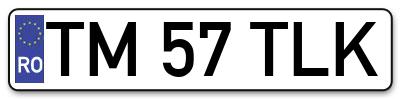 Placuta inmatriculare numar auto  TM-57-TLK, TM 57 TLK, TM57TLK