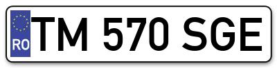 Placuta inmatriculare numar auto  TM-570-SGE, TM 570 SGE, TM570SGE