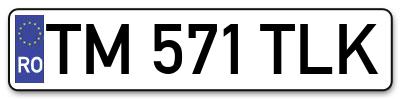 Placuta inmatriculare numar auto  TM-571-TLK, TM 571 TLK, TM571TLK
