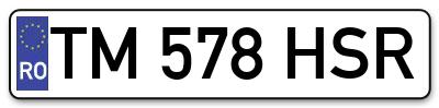 Placuta inmatriculare numar auto  TM-578-HSR, TM 578 HSR, TM578HSR