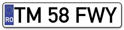 Placuta inmatriculare numar auto  TM-58-FWY, TM 58 FWY, TM58FWY