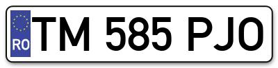 Placuta inmatriculare numar auto  TM-585-PJO, TM 585 PJO, TM585PJO