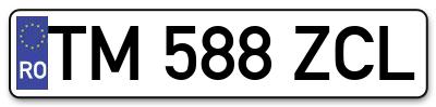 Placuta inmatriculare numar auto  TM-588-ZCL, TM 588 ZCL, TM588ZCL