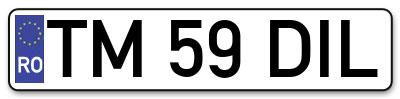 Placuta inmatriculare numar auto  TM-59-DIL, TM 59 DIL, TM59DIL