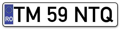 Placuta inmatriculare numar auto  TM-59-NTQ, TM 59 NTQ, TM59NTQ