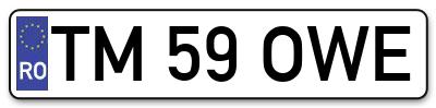 Placuta inmatriculare numar auto  TM-59-OWE, TM 59 OWE, TM59OWE