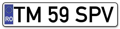 Placuta inmatriculare numar auto  TM-59-SPV, TM 59 SPV, TM59SPV