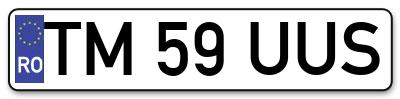 Placuta inmatriculare numar auto  TM-59-UUS, TM 59 UUS, TM59UUS