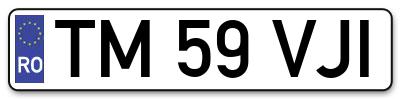 Placuta inmatriculare numar auto  TM-59-VJI, TM 59 VJI, TM59VJI