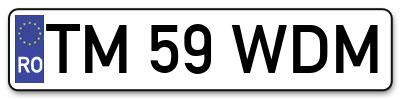 Placuta inmatriculare numar auto  TM-59-WDM, TM 59 WDM, TM59WDM