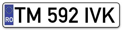 Placuta inmatriculare numar auto  TM-592-IVK, TM 592 IVK, TM592IVK