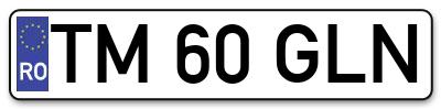Placuta inmatriculare numar auto  TM-60-GLN, TM 60 GLN, TM60GLN