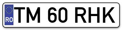 Placuta inmatriculare numar auto  TM-60-RHK, TM 60 RHK, TM60RHK