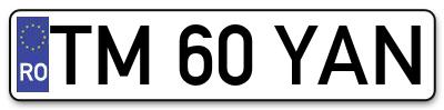 Placuta inmatriculare numar auto  TM-60-YAN, TM 60 YAN, TM60YAN