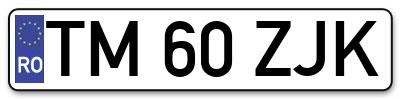 Placuta inmatriculare numar auto  TM-60-ZJK, TM 60 ZJK, TM60ZJK