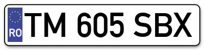 Placuta inmatriculare numar auto  TM-605-SBX, TM 605 SBX, TM605SBX