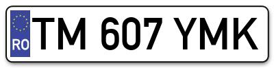 Placuta inmatriculare numar auto  TM-607-YMK, TM 607 YMK, TM607YMK