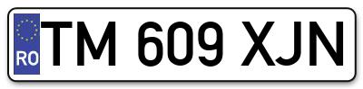 Placuta inmatriculare numar auto  TM-609-XJN, TM 609 XJN, TM609XJN