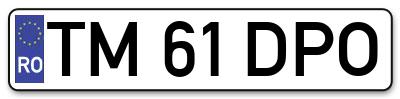 Placuta inmatriculare numar auto  TM-61-DPO, TM 61 DPO, TM61DPO