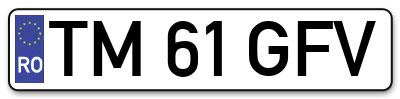 Placuta inmatriculare numar auto  TM-61-GFV, TM 61 GFV, TM61GFV