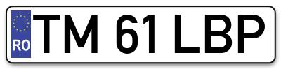 Placuta inmatriculare numar auto  TM-61-LBP, TM 61 LBP, TM61LBP