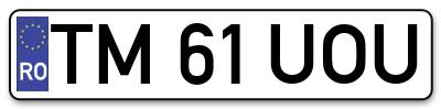 Placuta inmatriculare numar auto  TM-61-UOU, TM 61 UOU, TM61UOU