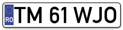 Placuta inmatriculare numar auto  TM-61-WJO, TM 61 WJO, TM61WJO