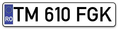 Placuta inmatriculare numar auto  TM-610-FGK, TM 610 FGK, TM610FGK