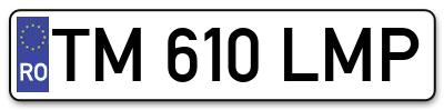 Placuta inmatriculare numar auto  TM-610-LMP, TM 610 LMP, TM610LMP