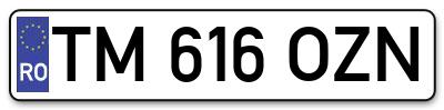 Placuta inmatriculare numar auto  TM-616-OZN, TM 616 OZN, TM616OZN