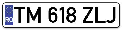 Placuta inmatriculare numar auto  TM-618-ZLJ, TM 618 ZLJ, TM618ZLJ