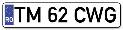 Placuta inmatriculare numar auto  TM-62-CWG, TM 62 CWG, TM62CWG