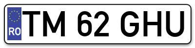 Placuta inmatriculare numar auto  TM-62-GHU, TM 62 GHU, TM62GHU