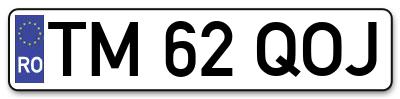 Placuta inmatriculare numar auto  TM-62-QOJ, TM 62 QOJ, TM62QOJ
