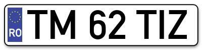 Placuta inmatriculare numar auto  TM-62-TIZ, TM 62 TIZ, TM62TIZ