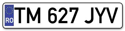 Placuta inmatriculare numar auto  TM-627-JYV, TM 627 JYV, TM627JYV