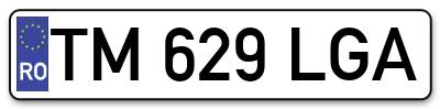 Placuta inmatriculare numar auto  TM-629-LGA, TM 629 LGA, TM629LGA