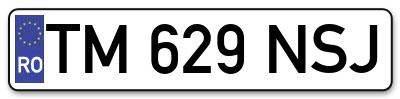 Placuta inmatriculare numar auto  TM-629-NSJ, TM 629 NSJ, TM629NSJ
