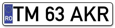 Placuta inmatriculare numar auto  TM-63-AKR, TM 63 AKR, TM63AKR