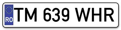 Placuta inmatriculare numar auto  TM-639-WHR, TM 639 WHR, TM639WHR