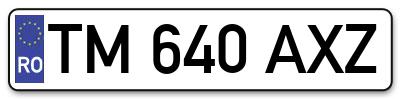 Placuta inmatriculare numar auto  TM-640-AXZ, TM 640 AXZ, TM640AXZ