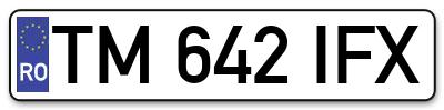 Placuta inmatriculare numar auto  TM-642-IFX, TM 642 IFX, TM642IFX