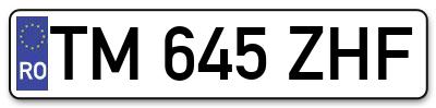 Placuta inmatriculare numar auto  TM-645-ZHF, TM 645 ZHF, TM645ZHF
