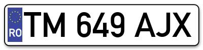 Placuta inmatriculare numar auto  TM-649-AJX, TM 649 AJX, TM649AJX