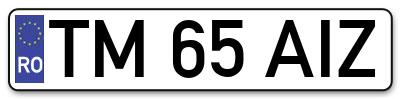 Placuta inmatriculare numar auto  TM-65-AIZ, TM 65 AIZ, TM65AIZ