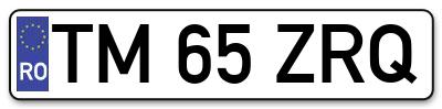 Placuta inmatriculare numar auto  TM-65-ZRQ, TM 65 ZRQ, TM65ZRQ