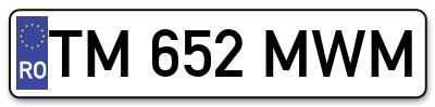 Placuta inmatriculare numar auto  TM-652-MWM, TM 652 MWM, TM652MWM