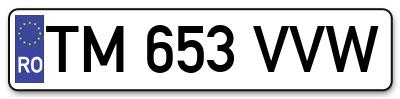 Placuta inmatriculare numar auto  TM-653-VVW, TM 653 VVW, TM653VVW